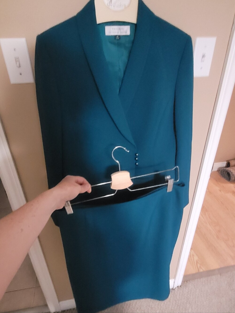 Teal Two-Piece Skirt Suit